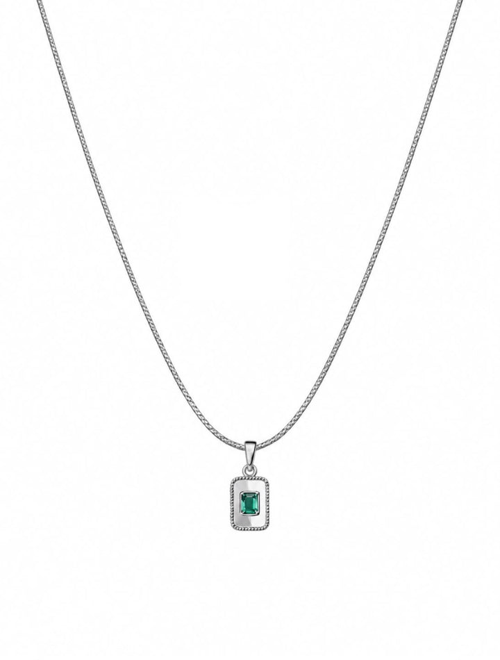 SILVER GREEN ZIRCON NECKLACE
